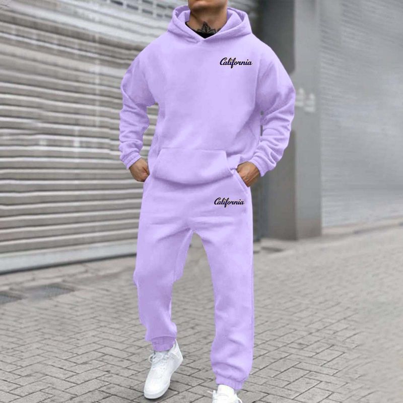 Men's Fleece Hoodie & Jogger Set With 3d Print - Casual Streetwear For Autumn Winter Fashion Trends_voghion.com