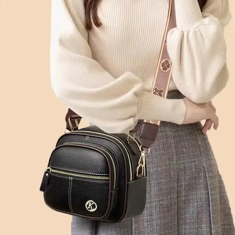 Sac bandoulière réglable en cuir PU avec compartiments multiples, design léger pour un usage quotidien_voghion.com