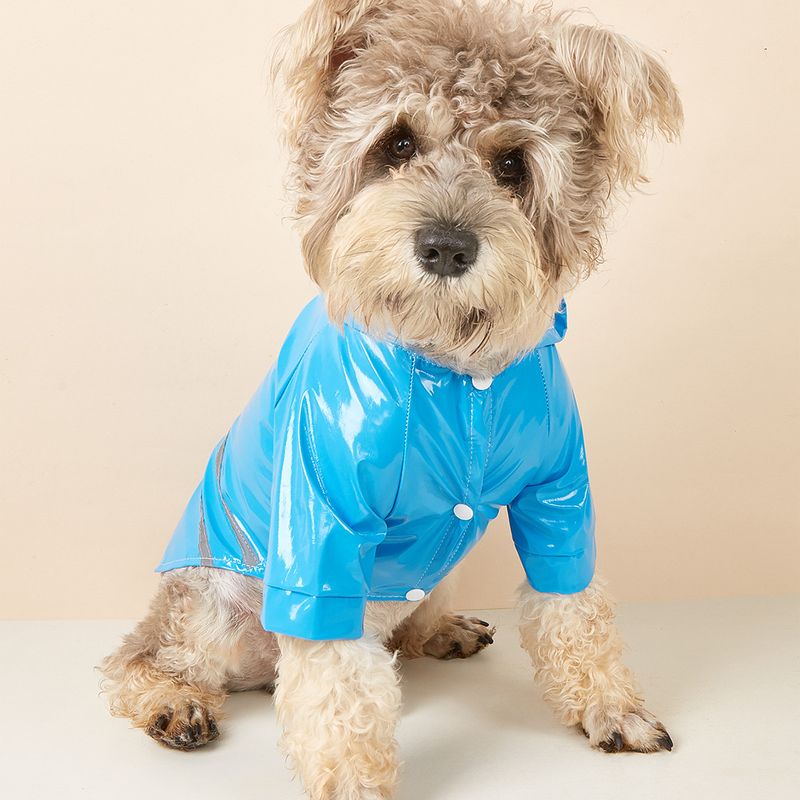 Dog Raincoat PU With Reflective Strips Hooded Outdoor Teddy Bichon Pet Hot Sale_voghion.com