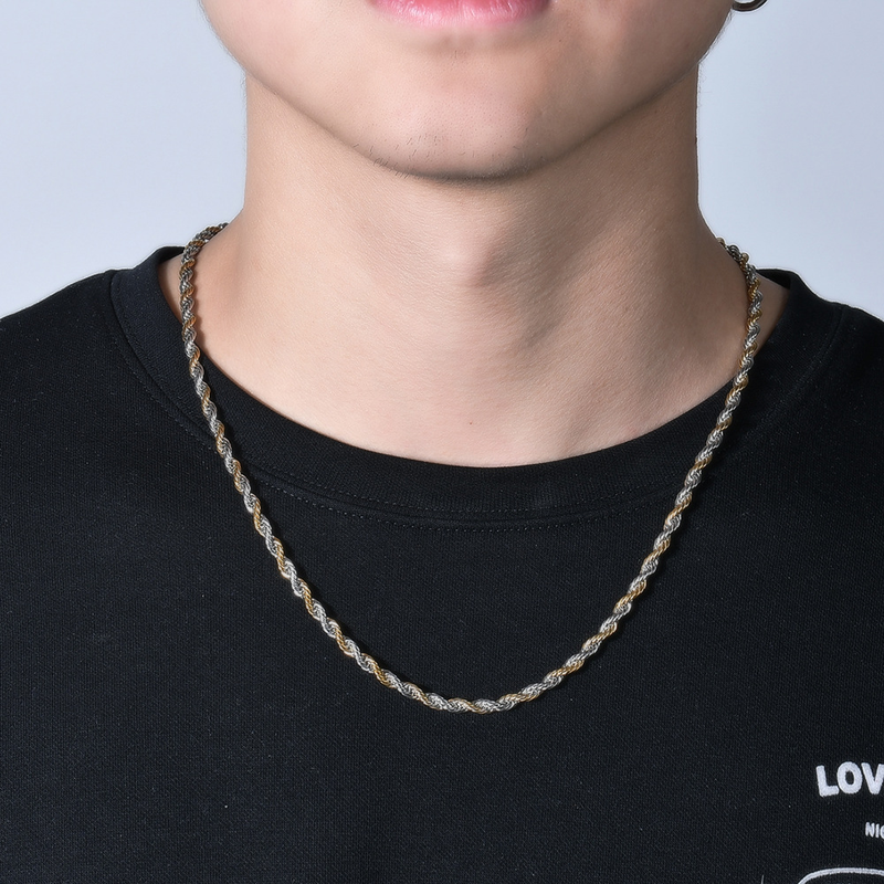 Fashion Twisted Rope Pattern Links Chain Choker Necklace By Stainless Steel In Different Colors For Men_voghion.com