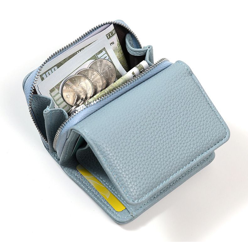 Card Cases Leather Texture Mini Purse Women Short Large Capacity Women Creative Purse Coin Bag Card Bag_voghion.com