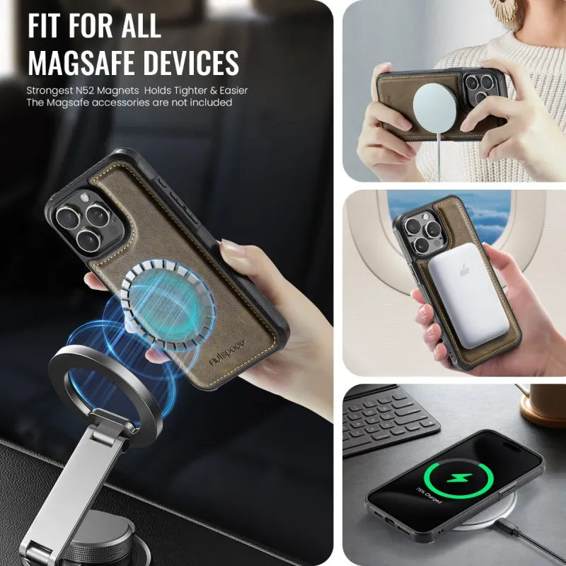 Custodia per telefono con porta carte magnetico staccabile con blocco RFID, mini portafoglio per iPhone 16 13 12 Pro Max 15 14 Plus, custodia in pelle PU_voghion.com