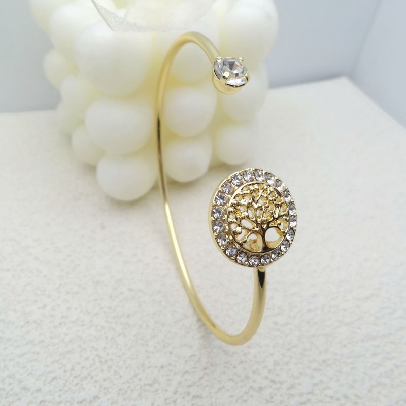Bijou arbre de vie pour femme, bracelet ouvert réglable en strass_voghion.com