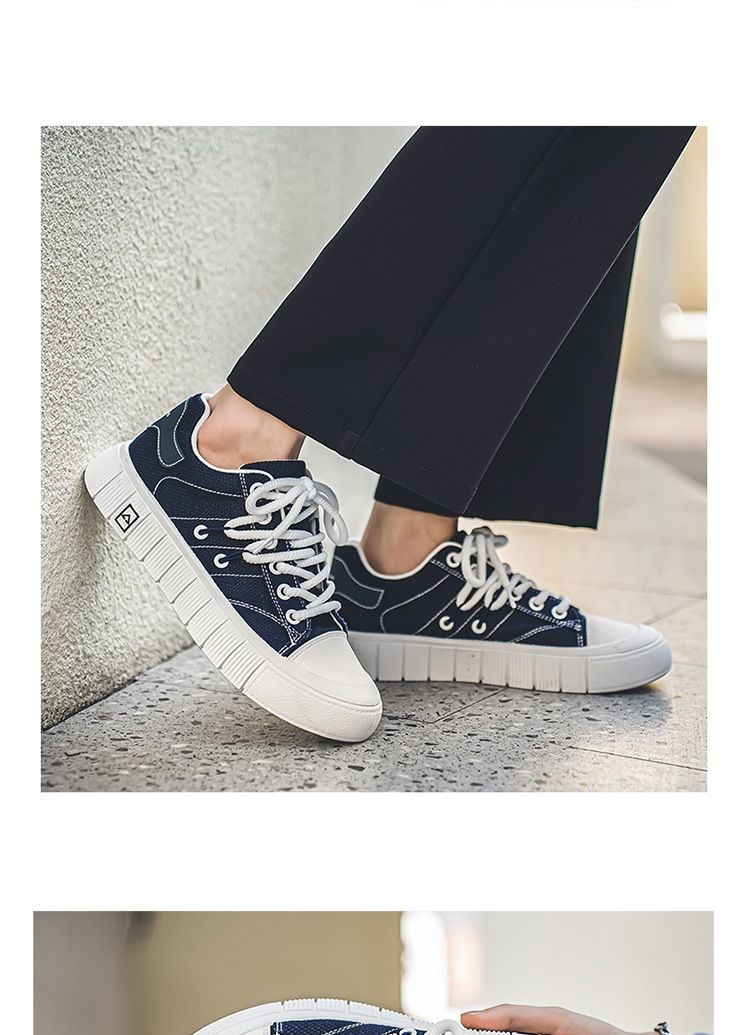 Men's 2024 Spring and Autumn new men's casual versatile sports thick soled wear-resistant breathable canvas shoes_voghion.com