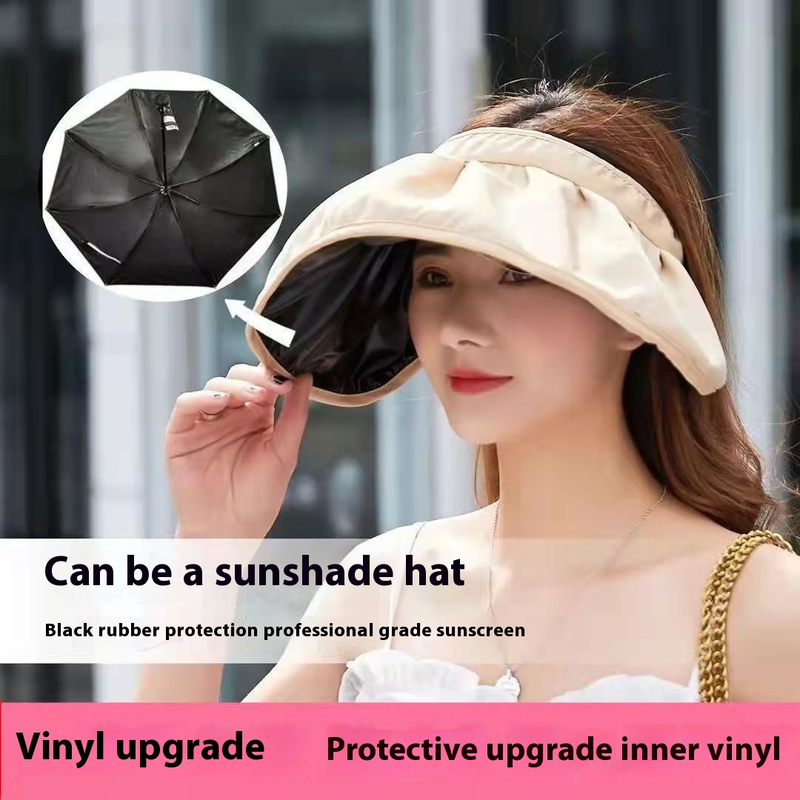 Sommersonnenschirm Koreanische Version Sonnenschutz Große Traufe, die das Gesicht bedeckt Netz Rote Schale Tragbarer gekräuselter Haarreifen Sonnenhut für Damen_voghion.com