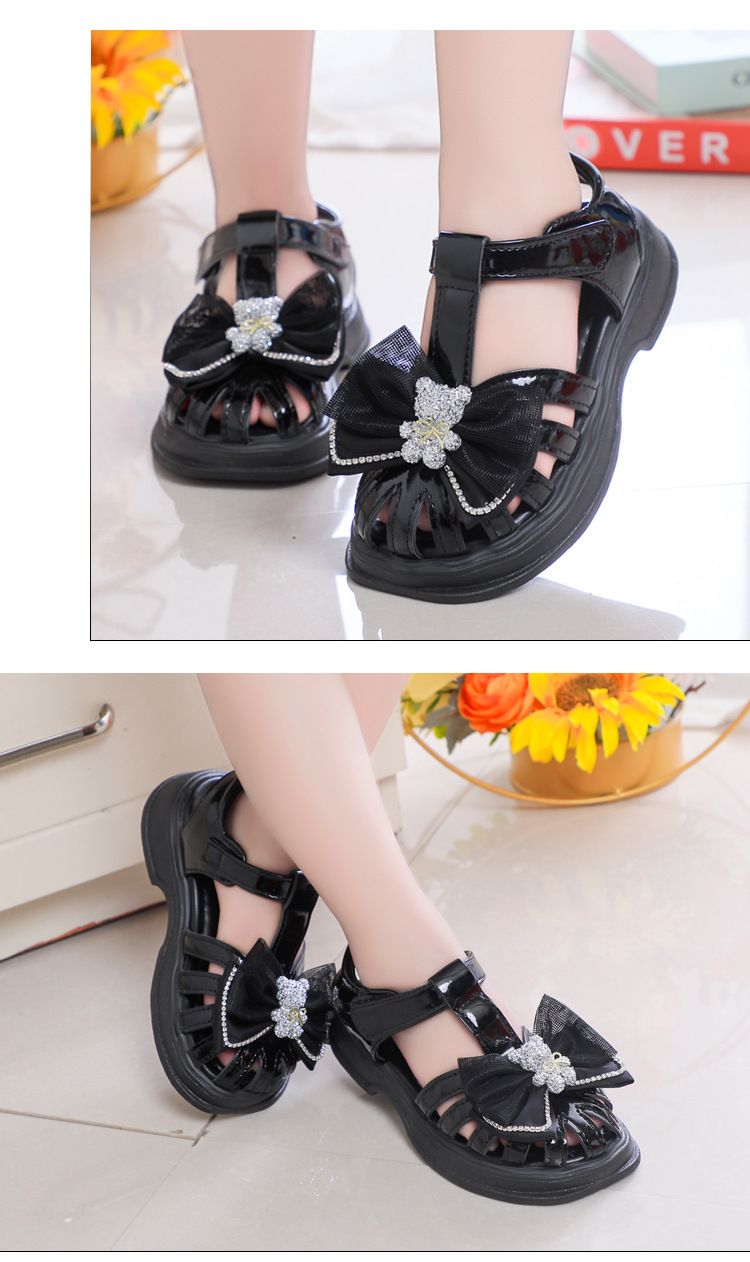 Sandales d'été pour filles, nouvelles chaussures 2024: chaussures de princesse à semelle souple pour grands enfants, chaussures de plage antidérapantes avec bout nœud_voghion.com