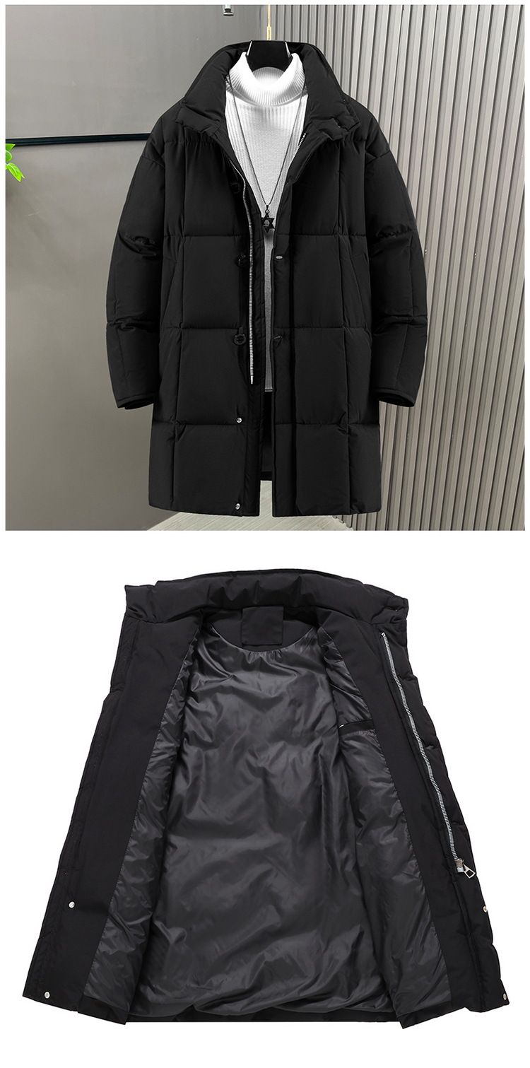 Koreanischer, langer, wattierter Mantel – Slim Fit Winterjacke mit gesteppter Isolierung (L-5XL, Schwarz)_voghion.com