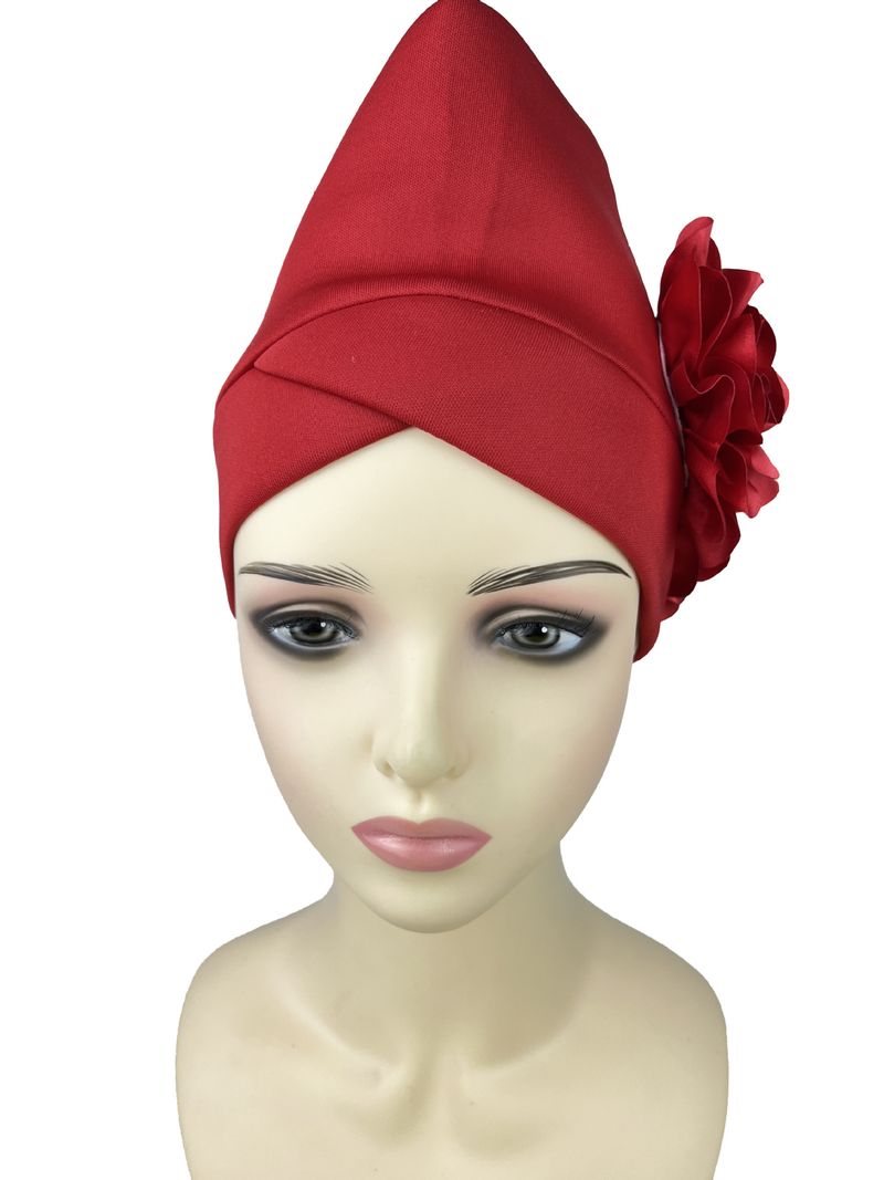 Damen Hijab Hut übertrieben Hut Luftschicht Seite große Blume Hut Moslemischer Hut Baotou Hut_voghion.com