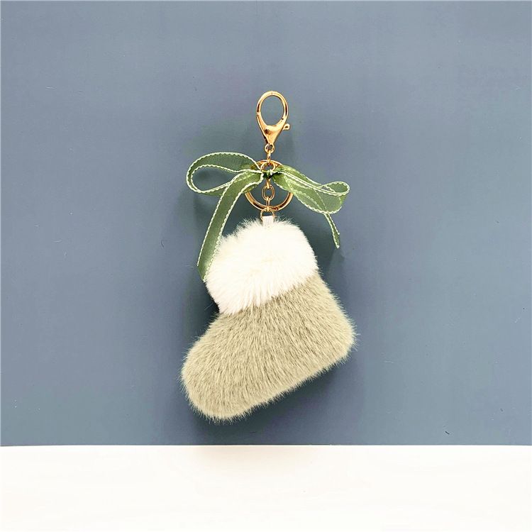 Väska Charm Julstövlar Nyckelring Söt Rosett Väska Hängsmycke Tecknad Plysch Bilnyckelring Ring Presenttillbehör_voghion.com