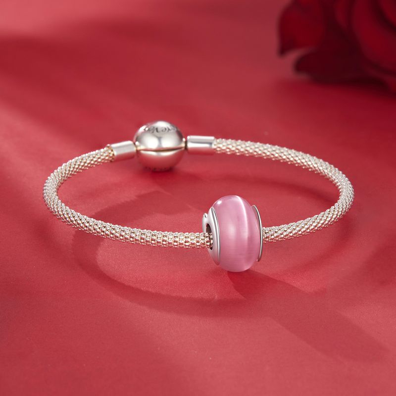 Breloque en argent sterling avec perles de Murano en forme de cœur rose, BSC1085_voghion.com