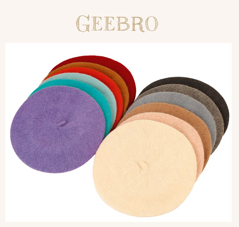 New Arrivals Geebro Women Fashion Wool Berets Hats Solid Color Beret Female Bonnet Autumn Winter All Matched Warm Walking Caps_voghion.com