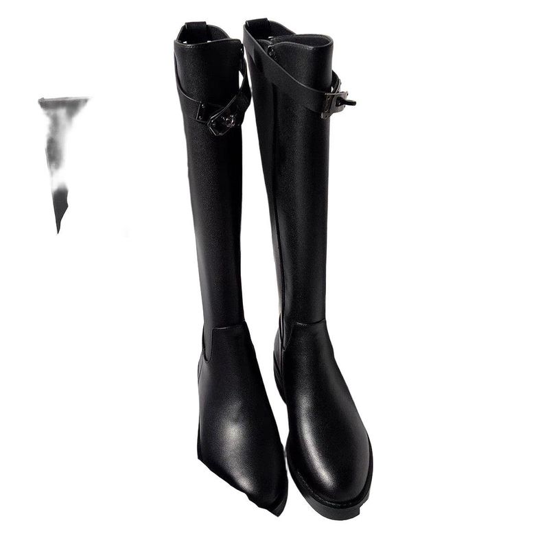 2025 New Genuine Soft Leather Knight Martin Korean Version Versatile Over-the-Knee Flat Elegant High Boots_voghion.com