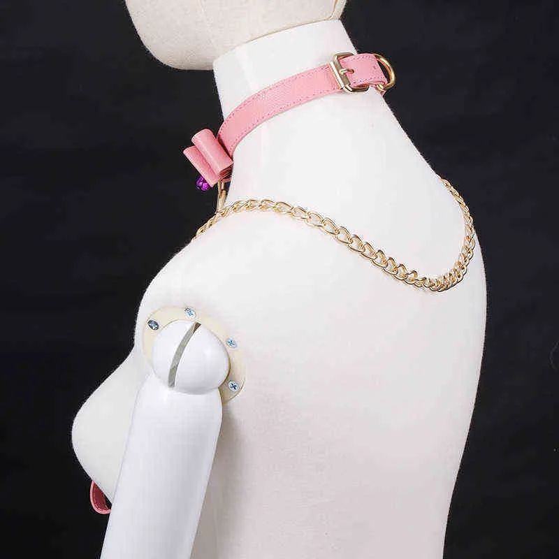 NXY Giocattoli per adulti Gioco Erotico Cane gioca al guinzaglio Collari per postura in pelle Bowknot Collo Collare sessuale Giocattolo per addestramento BDSM Bo_voghion.com