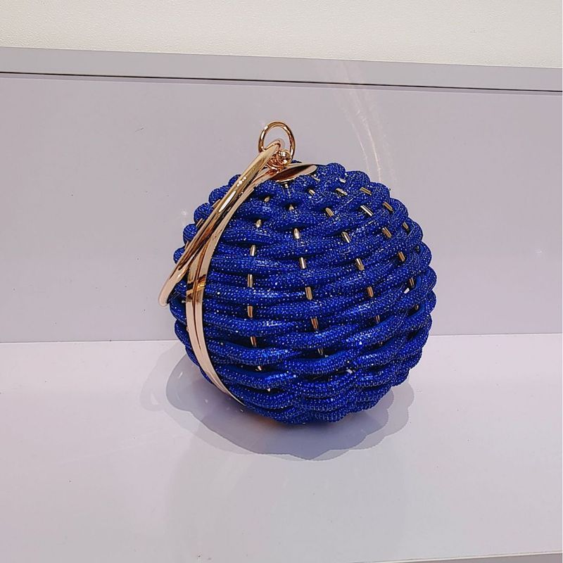 Vævet Design Rhinestone Kugleformet Aften Clutch Tasker Dame Boutique Cirkulære Diamantpunge Og Håndtasker Til Fest_voghion.com