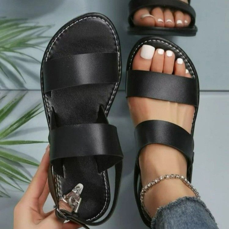 Roman summer new fashionable comfortable for external wear. Women's with ankle strap and round toe flat sole sandals in_voghion.com