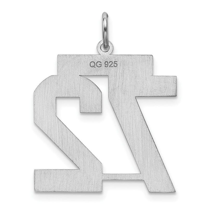 Sterling Silver/Rhodium-plated Satin Number 72 Charm_voghion.com