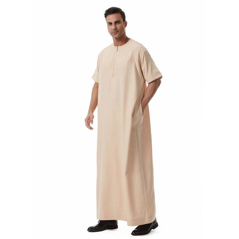 Herrenbekleidung Roben Einfarbig Kurzarm Longshirt_voghion.com