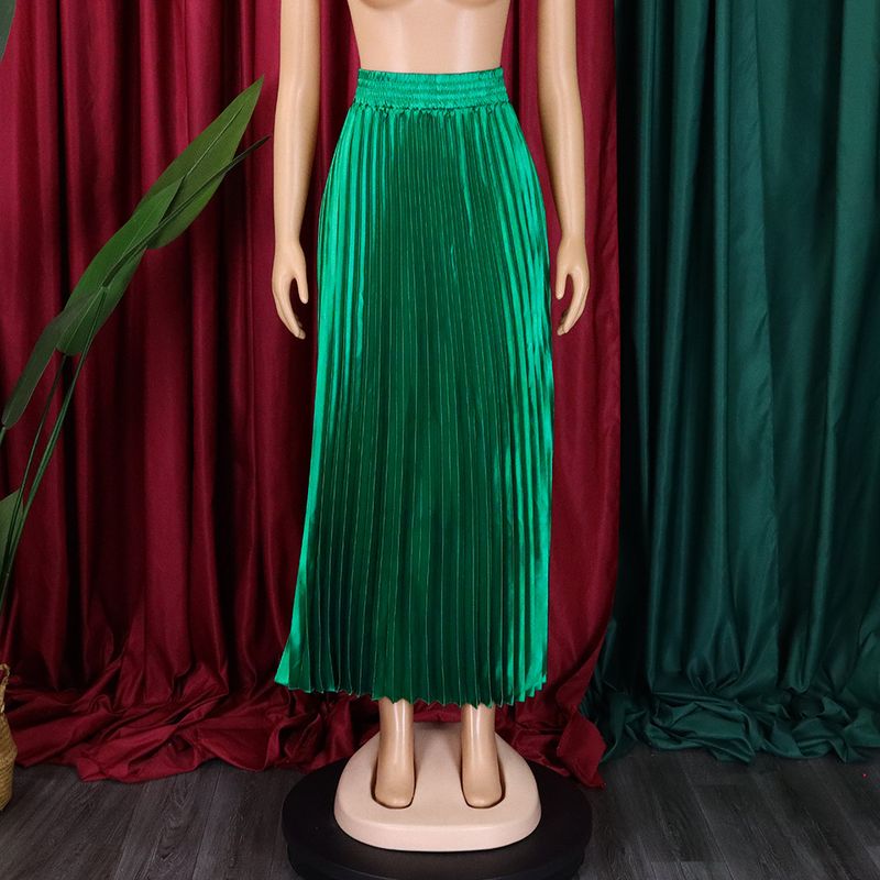 Women's Clothing Large Size Women's Wear High Waist Temperament Elegant Fashion Large Swing A Line Skirt Half length Skirt Pleated Skirt_voghion.com