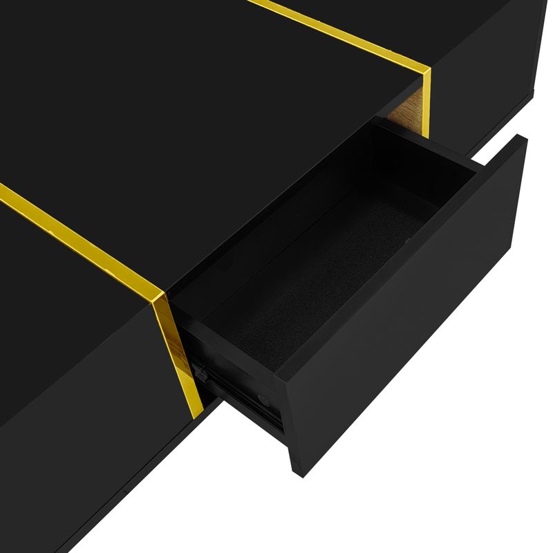 Ensemble meuble TV et table basse noir brillant moderne_voghion.com