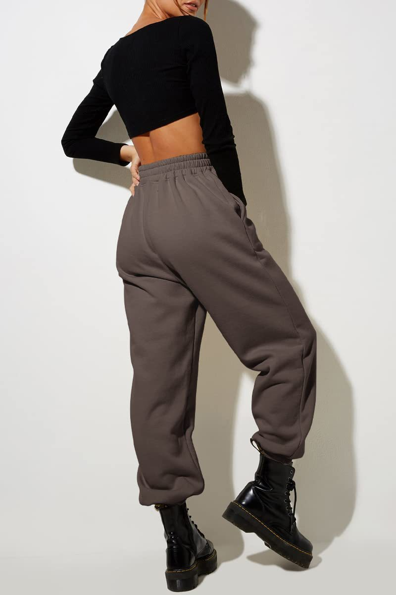 Pantaloni casual sportivi in tinta unita da donna con gambe larghe_voghion.com