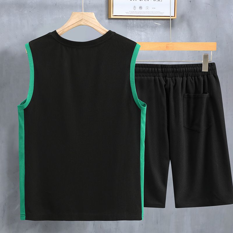 Herrenbekleidung in Übergröße, Sommer, große Größe, kurzärmlig, Freizeitanzug, Herrenweste, Shorts, trendig, gutaussehender, dicker Mann, lockere Kleidung, ein komplettes Set für Männer_voghion.com