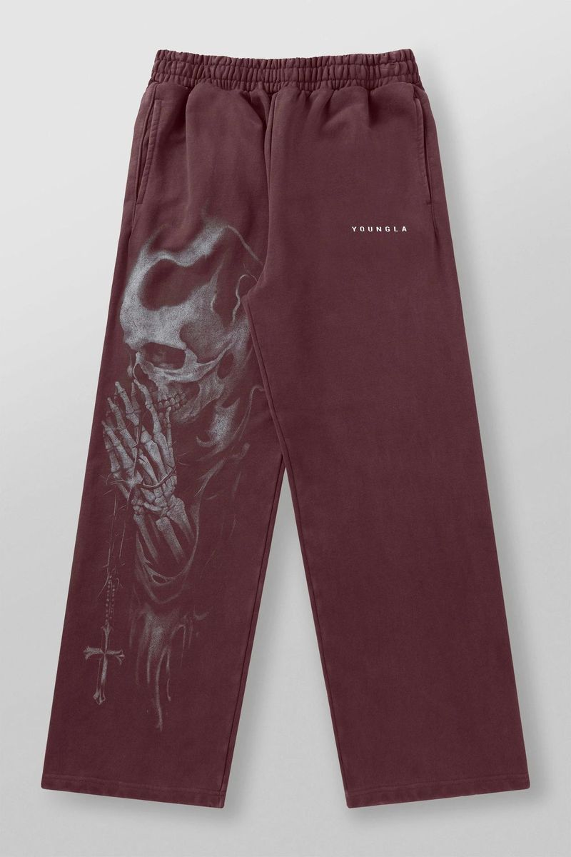 Herren Retro Hip Hop Print Jogginghose Lässige Jogger mit Totenkopf-Design Baumwollmischung Streetwear Hose_voghion.com