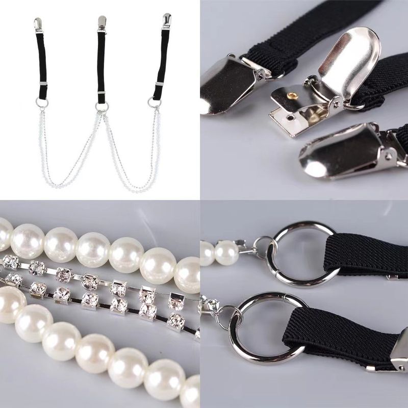Nuova catena di perle Moda versatile cinturino elastico elastico Catena con clip Cinturino elastico coreano ad alto aspetto_voghion.com