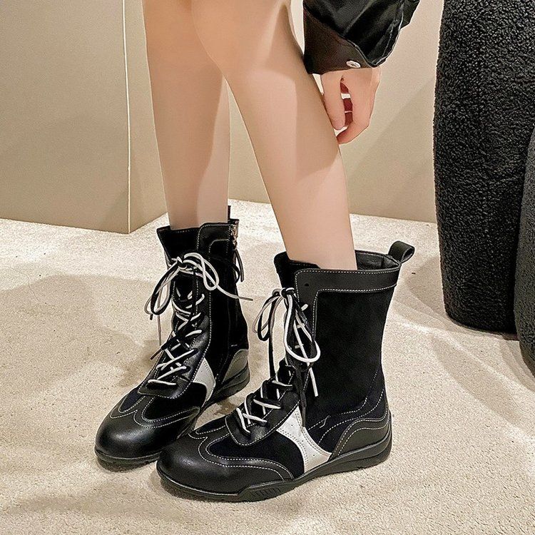 2025 Autumn New British Style Lace-Up Martin With Internal Height Increase Thick Sole German Training Boxing Ankle Boots_voghion.com