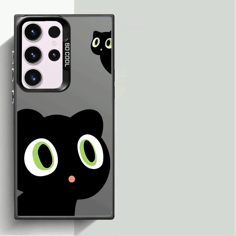 Custodia rigida per telefono con design a forma di gatto nero per Samsung Galaxy S23/S22/S21/Note 20 - Custodia protettiva alla moda per telefono, antigraffio_voghion.com