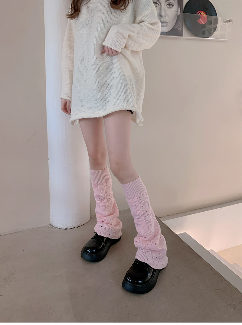 Jambières larges amincissantes en tricot trompette Pocket Heart Hollow Jambières de niche Y2K_voghion.com