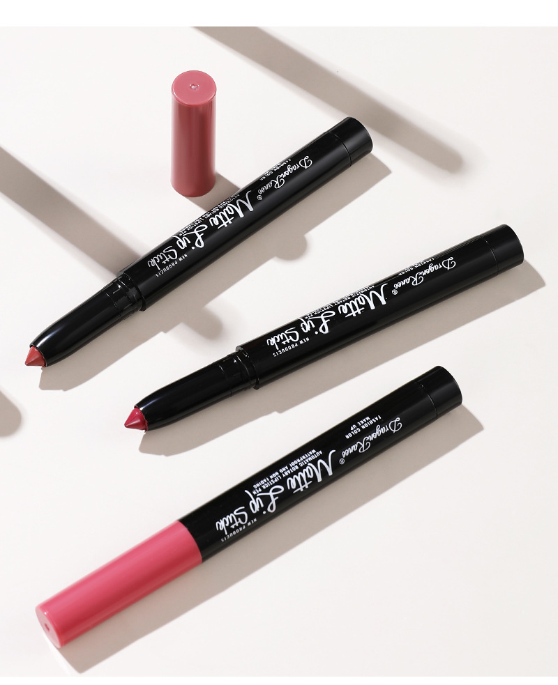 Nude Red Waterproof Matte Lipstick Pencil Lip Liner Langlebiger, wischfester Contour Tint Veet Lipstick P_voghion.com