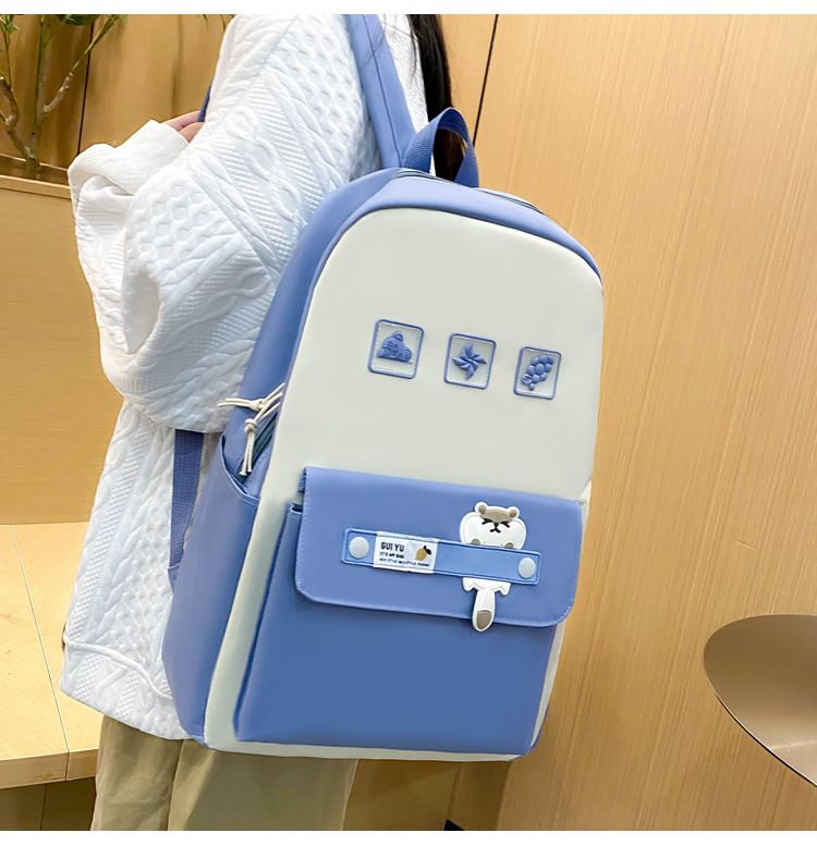 Zaini per bambini, nuovi zaini per studenti, semplici, con colori a contrasto, grandi capacità, casual, zaino da quattro pezzi_voghion.com
