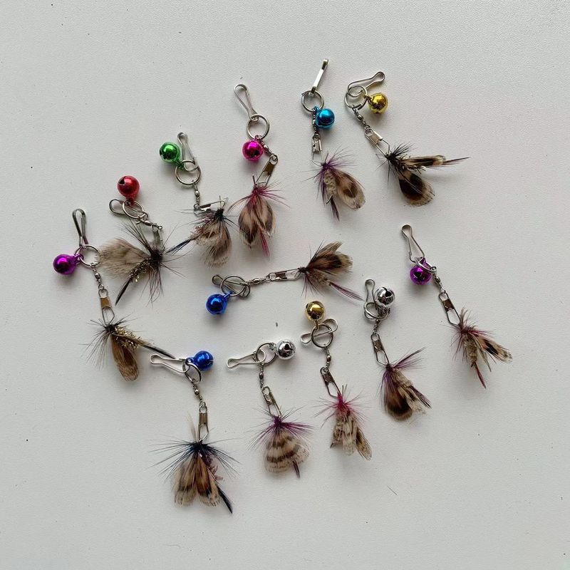 Small flying insect cat teaser pole replacement head feather Interactive cat toy 2023 new pet supplies cat teaser stick_voghion.com