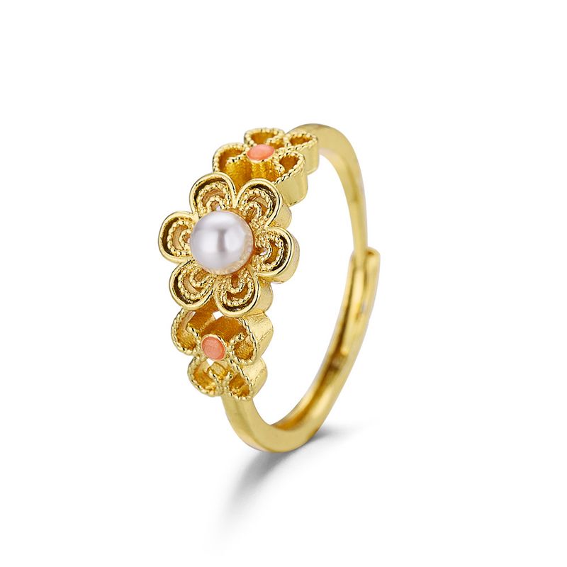 New Alice Bead Drop Glue Gold Plated Ring For Women, Light Luxury, Niche Design, Finger Ring, Cold Style_voghion.com
