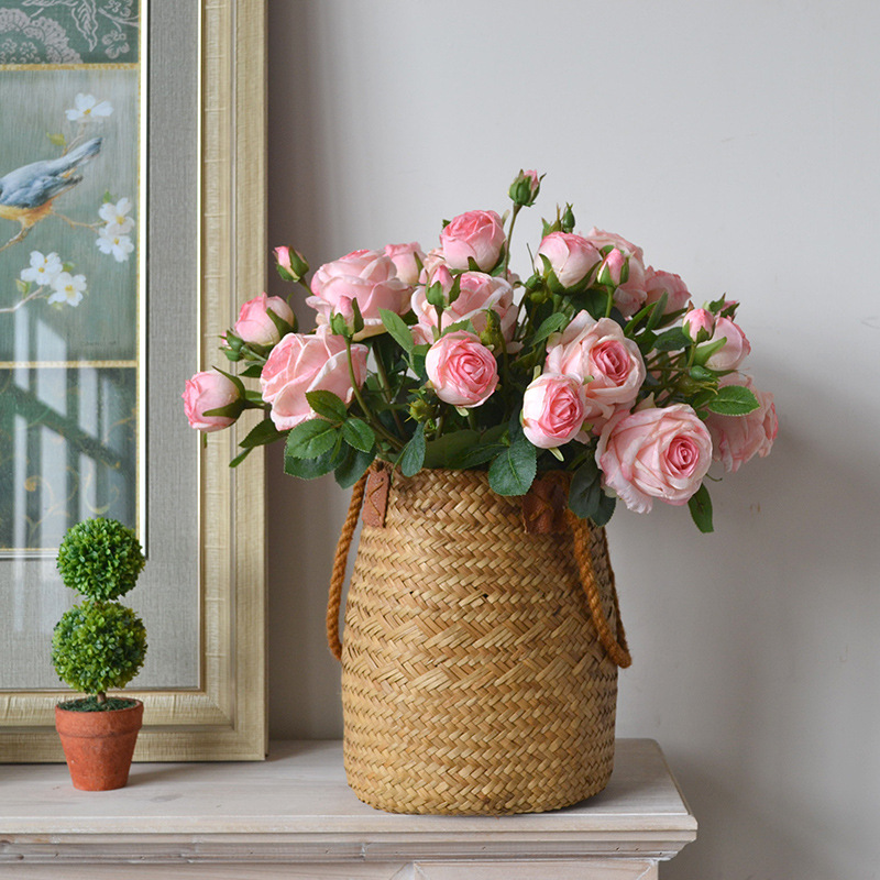Zijden kunstbloemen voor huisdecoratie nepbloemen bruiloft lente vier-gevorkte meerkoppige vlinderrozen_voghion.com