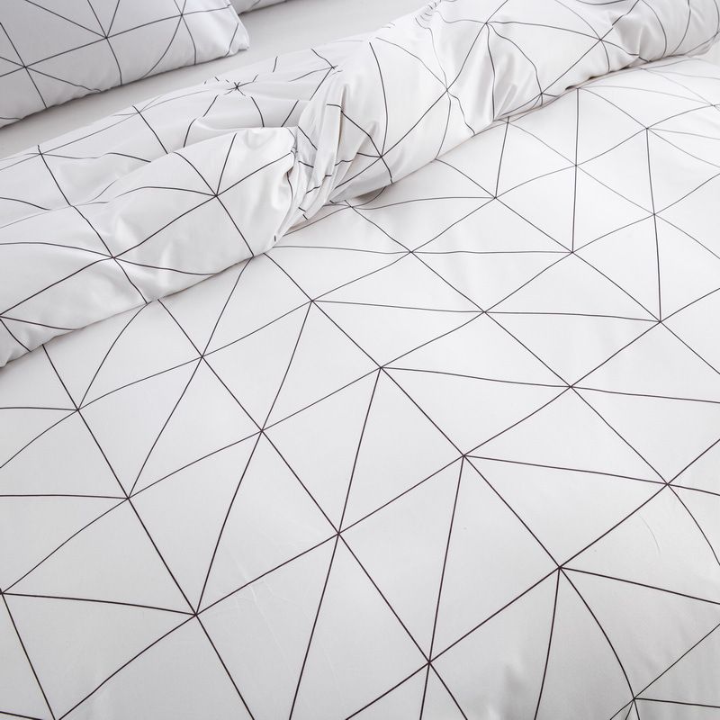 Set copripiumino con stampa a quadri bianchi - Collezione di biancheria da letto classica ed elegante, 3 pezzi (misura Queen/King, ipoallergenico e antipiega)_voghion.com