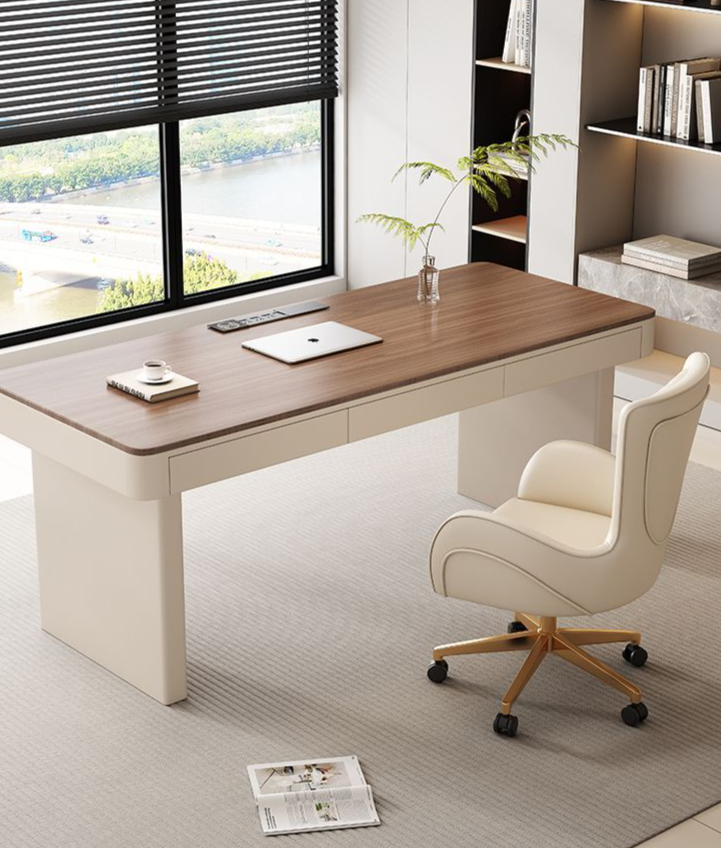 Nogueira Madeira Maciça Leve Luxo Moderno Minimalista Sensação de Alta Qualidade Casa Estudo Sala de Estar Computador Estação de Trabalho Mesa de Escritório_voghion.com