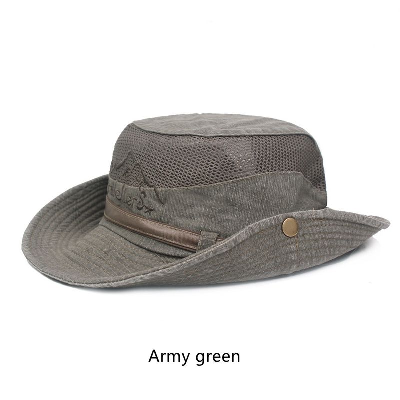 Mode Neue Outdoor Eimer Sommer Atmungsaktive Panama Kappe Baumwolle Dschungel Angeln Mesh Hut Wandern Strand Sonnenschutz Kappen Für Männer_voghion.com