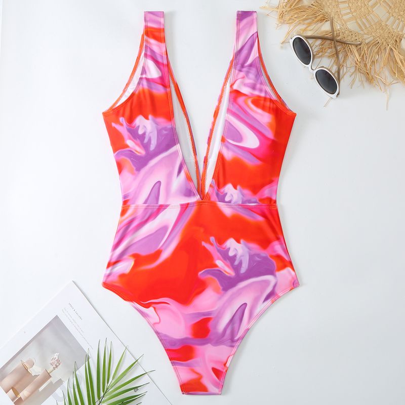 Maillot de bain une pièce sexy avec jupe transparente, ensemble bikini dos nu, taille haute gainant le ventre, pour femme_voghion.com