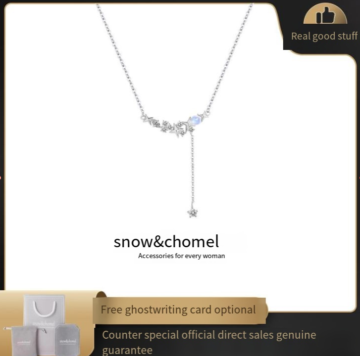 Collana con nappa a forma di stella a cinque punte e sorriso per donna, design di lusso in argento puro per clavicola di fascia alta 2024 compleanno_voghion.com