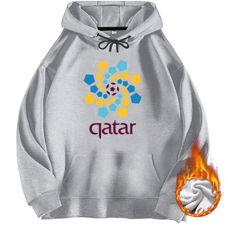 Felpa con cappuccio da calcio della Coppa del Mondo 2022 con etichetta di moda allentata autunnale e invernale in peluche_voghion.com