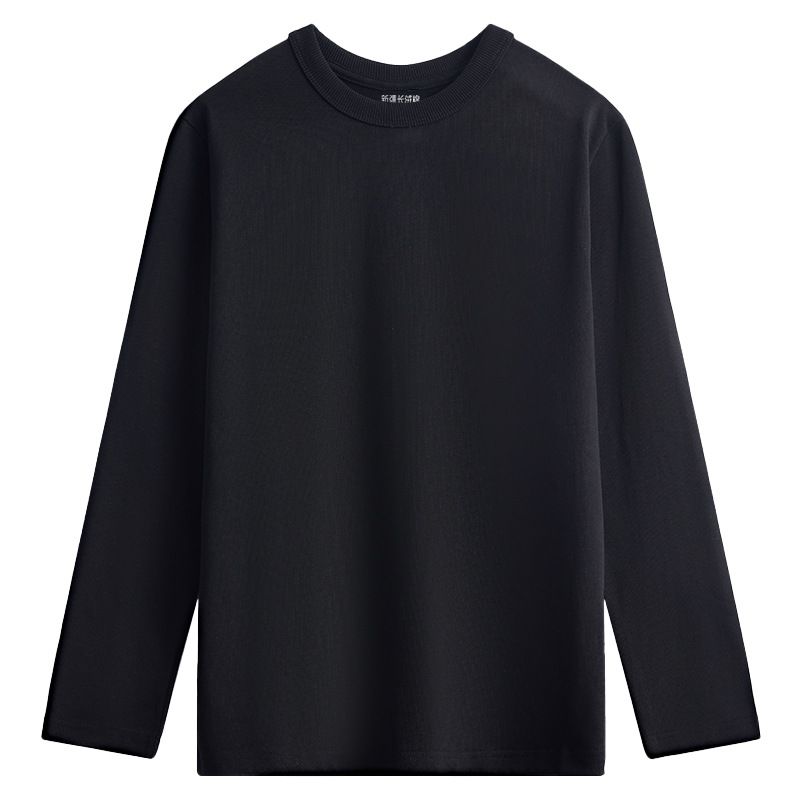 Maglietta a maniche lunghe unisex da uomo, in puro cotone Pima a fibra lunga, tinta unita, colore bianco, 2025d, leggera, con ammoniaca liquida, anni '50, Xinjiang_voghion.com