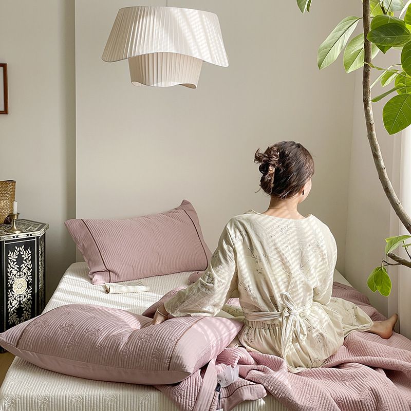 Bamboo Shadow Bed Cover Three Piece Set Soft And Delicate Silky Tatami Thickened Bed Sheet Machine Washable Four Seasons_voghion.com