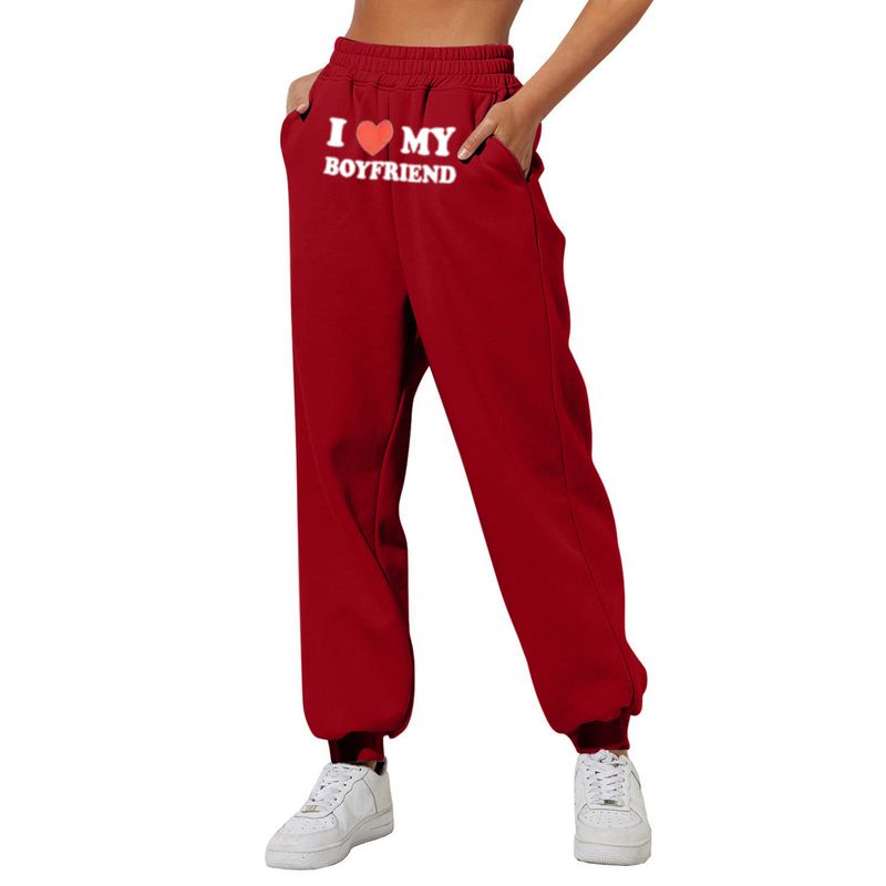 Women's casual sweatpants with loose drawstring, leg contraction and high waist sweatpants_voghion.com