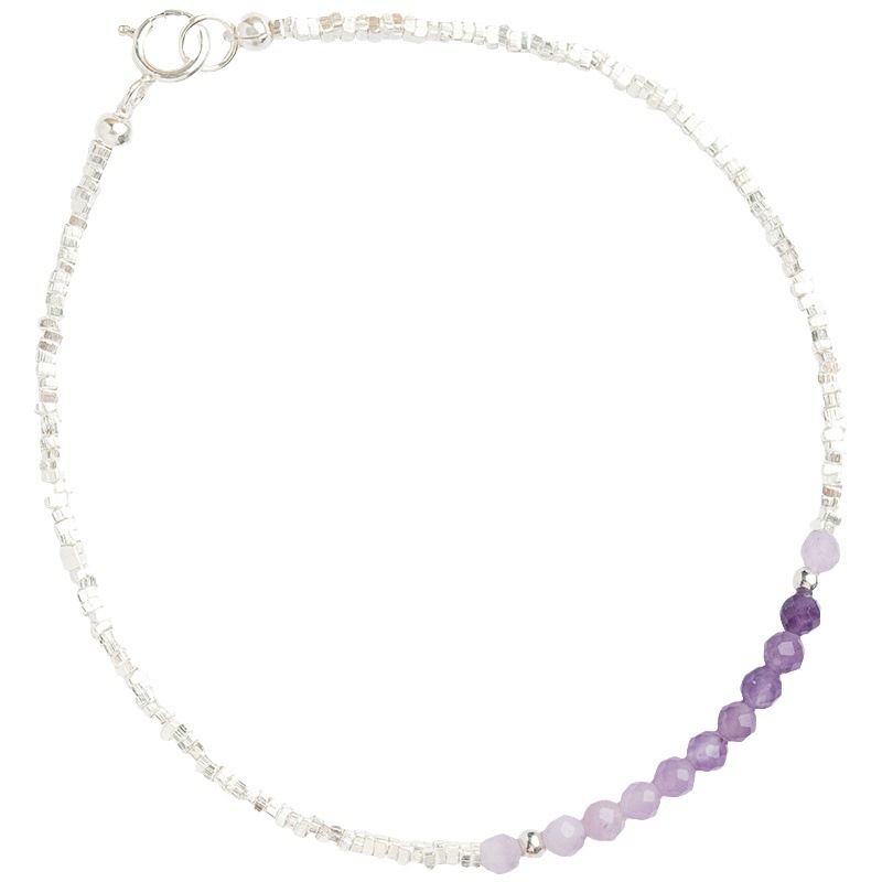 Bellissimo piccolo braccialetto in argento puro viola sfumato naturale frammentato per fidanzata, regalo semplice. Dettagli_voghion.com