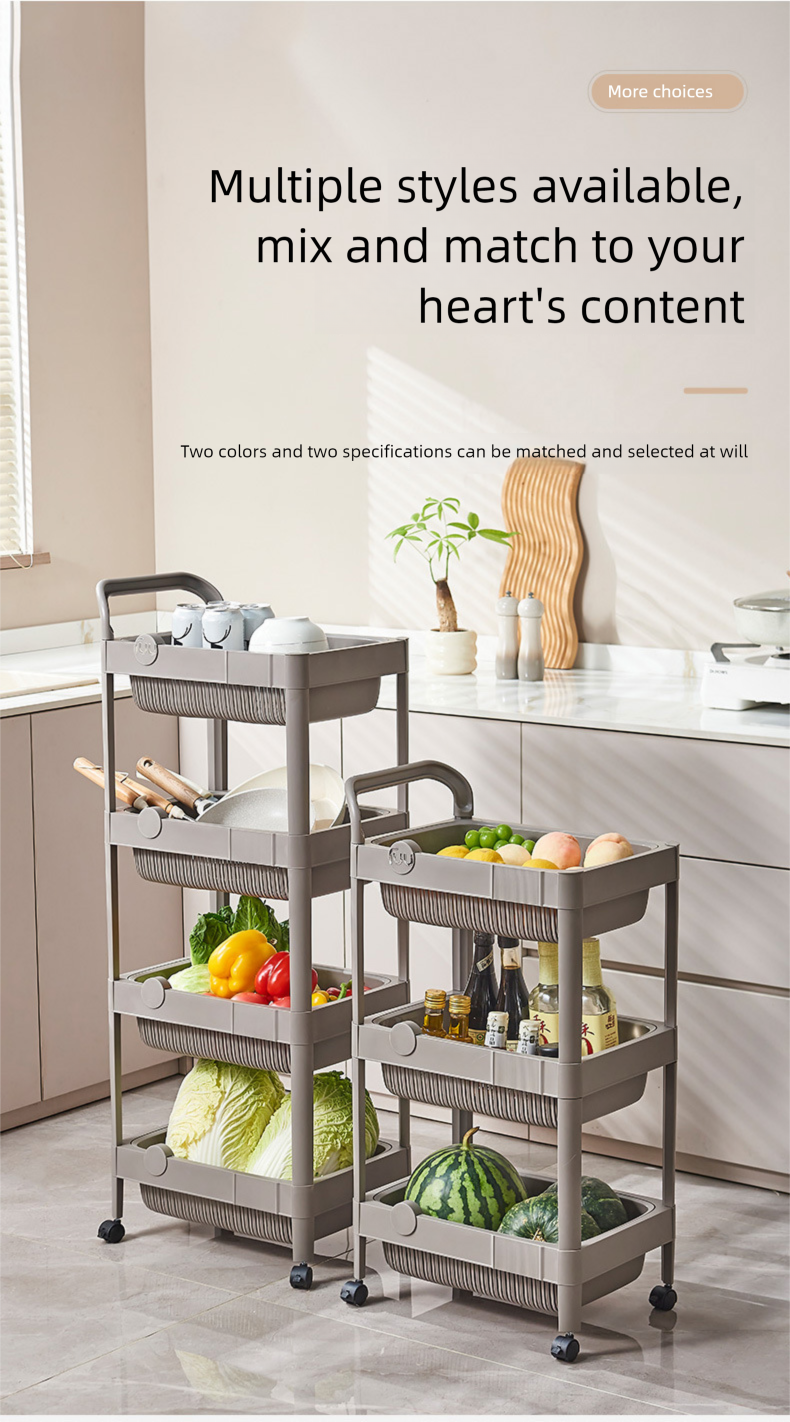 Accueil Bureau Snack Stockage en plastique Plancher Organisateur multicouche Chariot Affichage Étagère à couches Intégrée_voghion.com