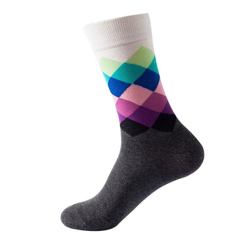10 Pairs Of Stylish, Casual Socks For Both Men And Women Ins Style Mid-Calf For Women With Diamond Pattern, Fashionable Trendy Unisex Men's Socks_voghion.com
