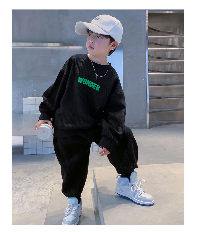 Drengedragt 2023 New Zhongda forår og efterår Network Red Fried Street Sweater Sportstøj til børn_voghion.com