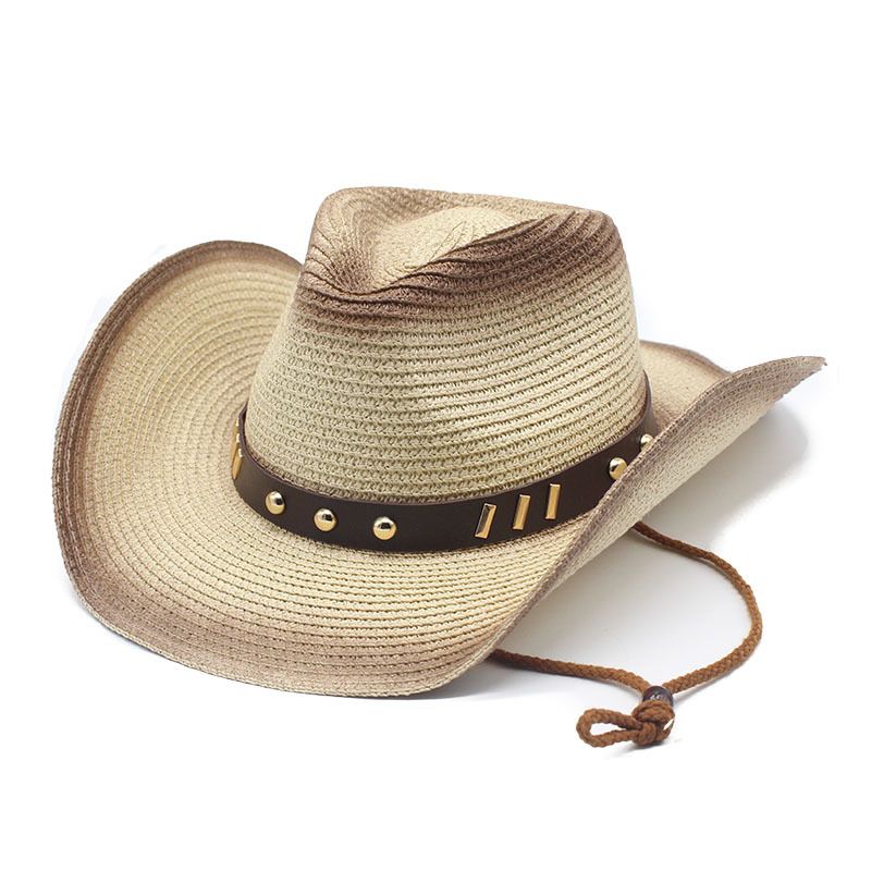 2022 Spring/Summer Western Seaside Sunscreen Beach New Men's and Women's Outdoor Painted Cowboy Straw Sunshade Hat_voghion.com