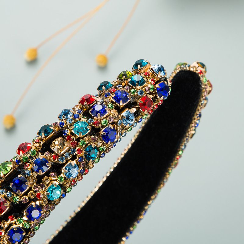 Cerchietto per capelli unisex in velluto stile palazzo in spugna, set da donna, accessori per capelli con strass e palline alla moda_voghion.com